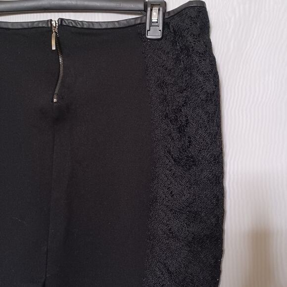 ZARA BASIC Black Skirt With Lace Trim & Faux Leather Waist. Size XL - Picture 6 of 11